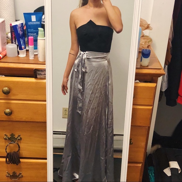 Sabo Skirt Dresses & Skirts - Silver Metallic Wrap Maxi Skirt